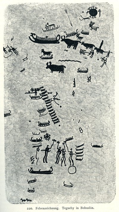 Rock Drawing Tegneby in Bohuslän by Oscar Montelius